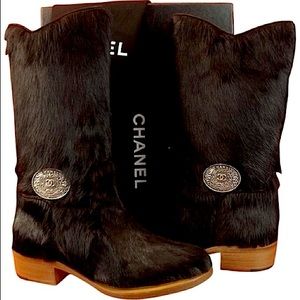 Chanel Rare Dark Espresso Pony Fur Hair Boots